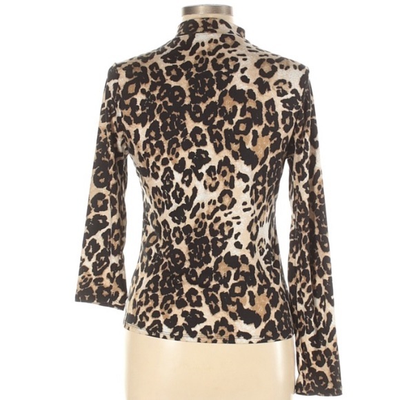Gaze L tan animal print asymmetrical stretch top - Picture 2 of 12